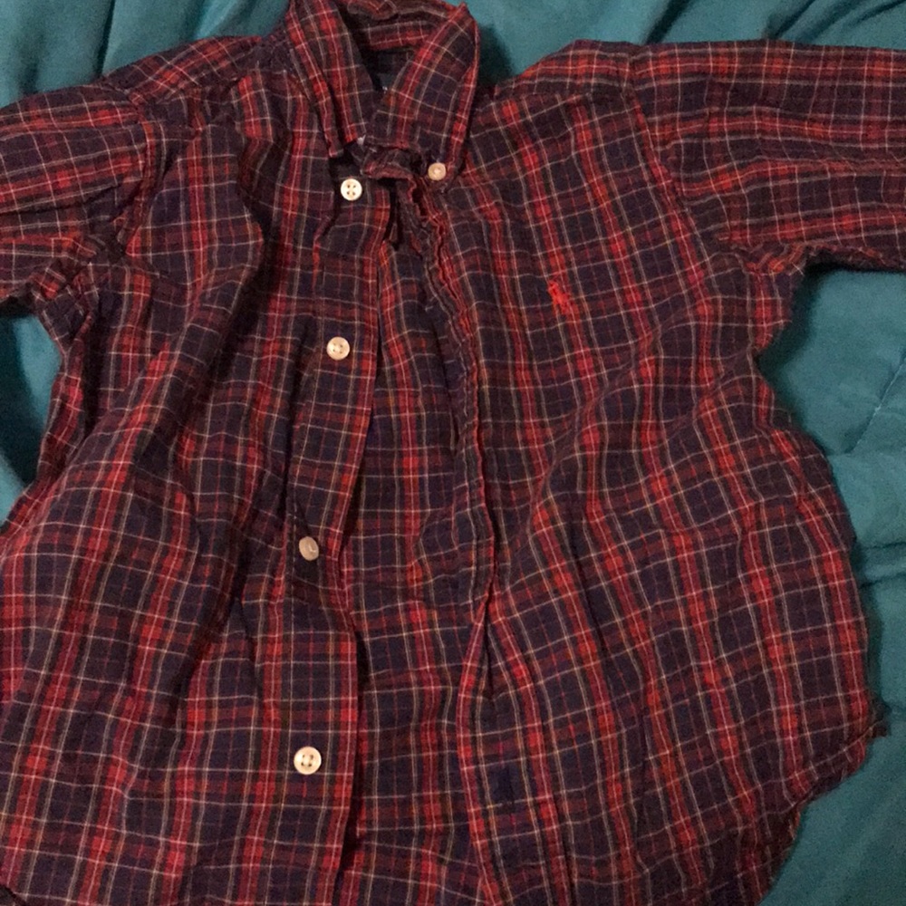 3T long sleeve plaid polo